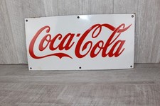 Vintage Coca-Cola Enamel Sign – Red Script on White – Professional Conservation