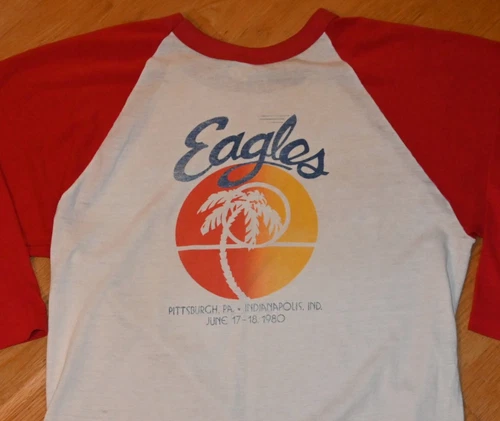 THE EAGLES original 70s 80s Concert Tour raglan 3 1980s vintage concert t-shirt, vintage, single stitch, B+ condition