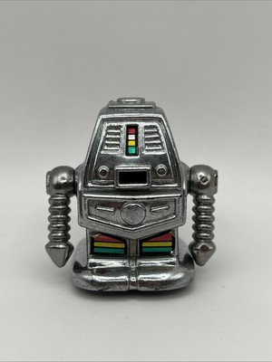 Vintage Toy Robot Small Metalic Silver Plastic Sci-fi Space Original 1980s