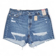 Levis 501 Raw Hem Denim Shorts Womens Plus Size 22W High Rise Distressed NWT