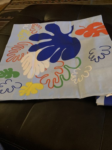 2 Ikea Krypkornell Cushion Covers Outdoors Patio Pillows Blue Abstract Leaves - Picture 3 of 4