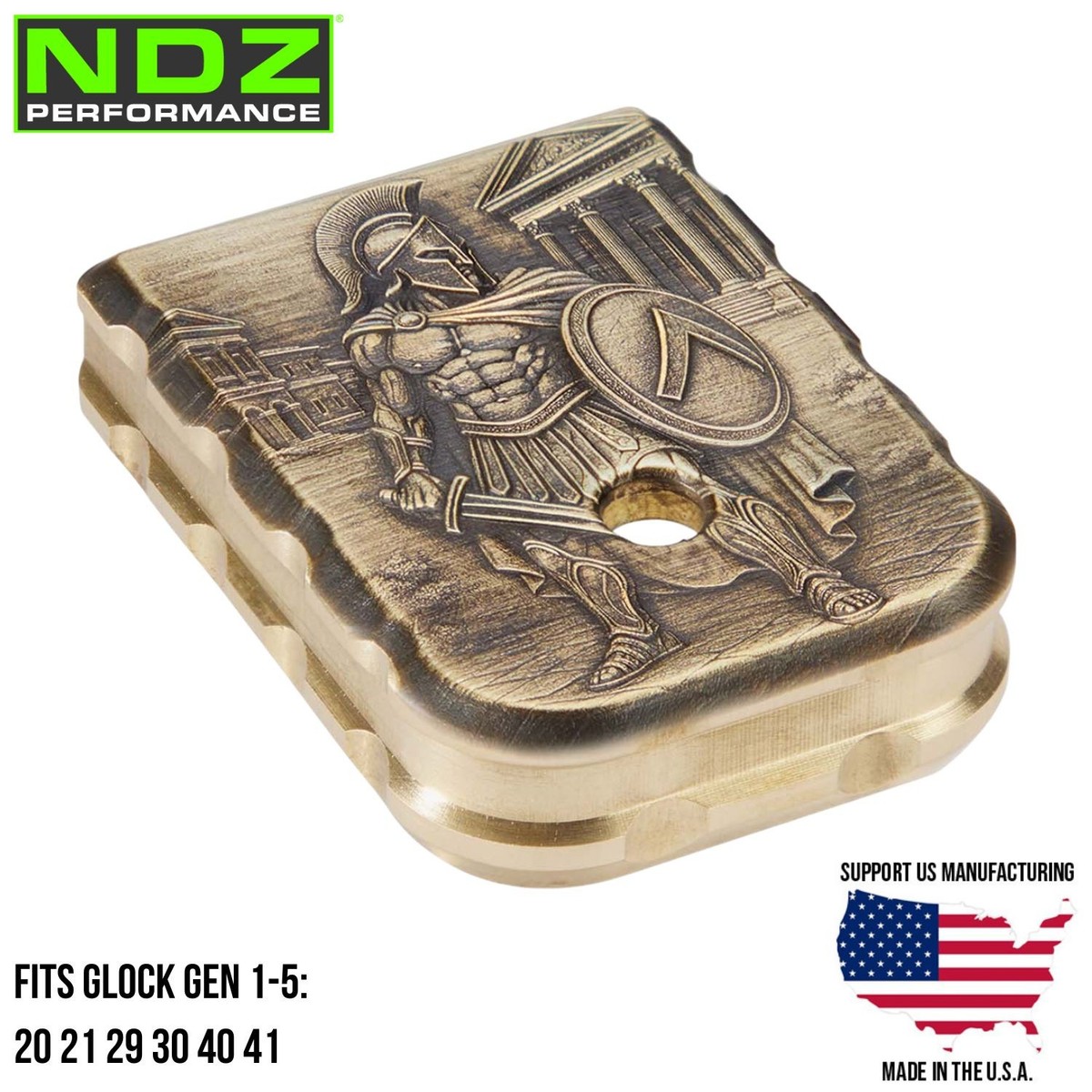 NDZ Glock 20 21 30 41 Brass Heavy Weight 3D Spartan Magazine Base