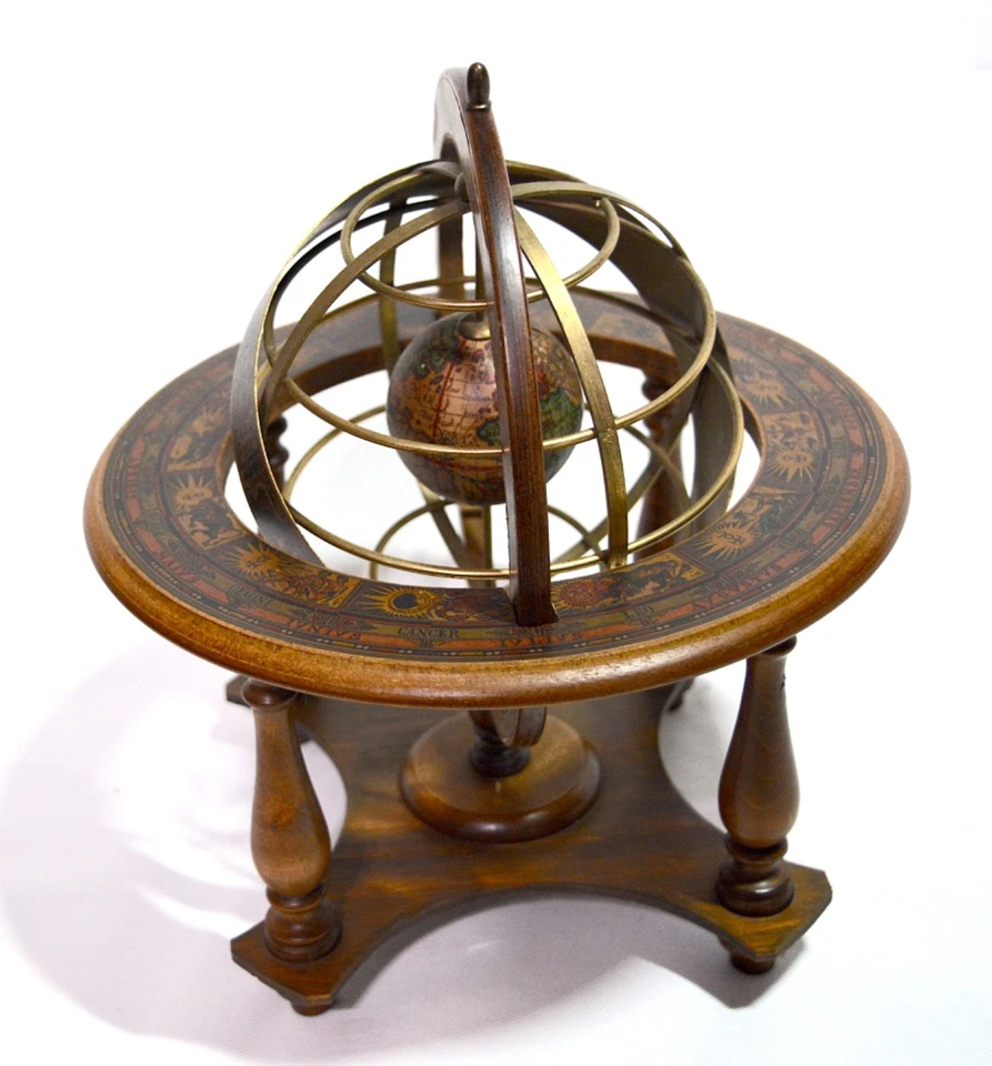 Globo zodiacal astrológico esfera armilar italiana vintage de Mercurio D'oro 11" Foto 3 de 4