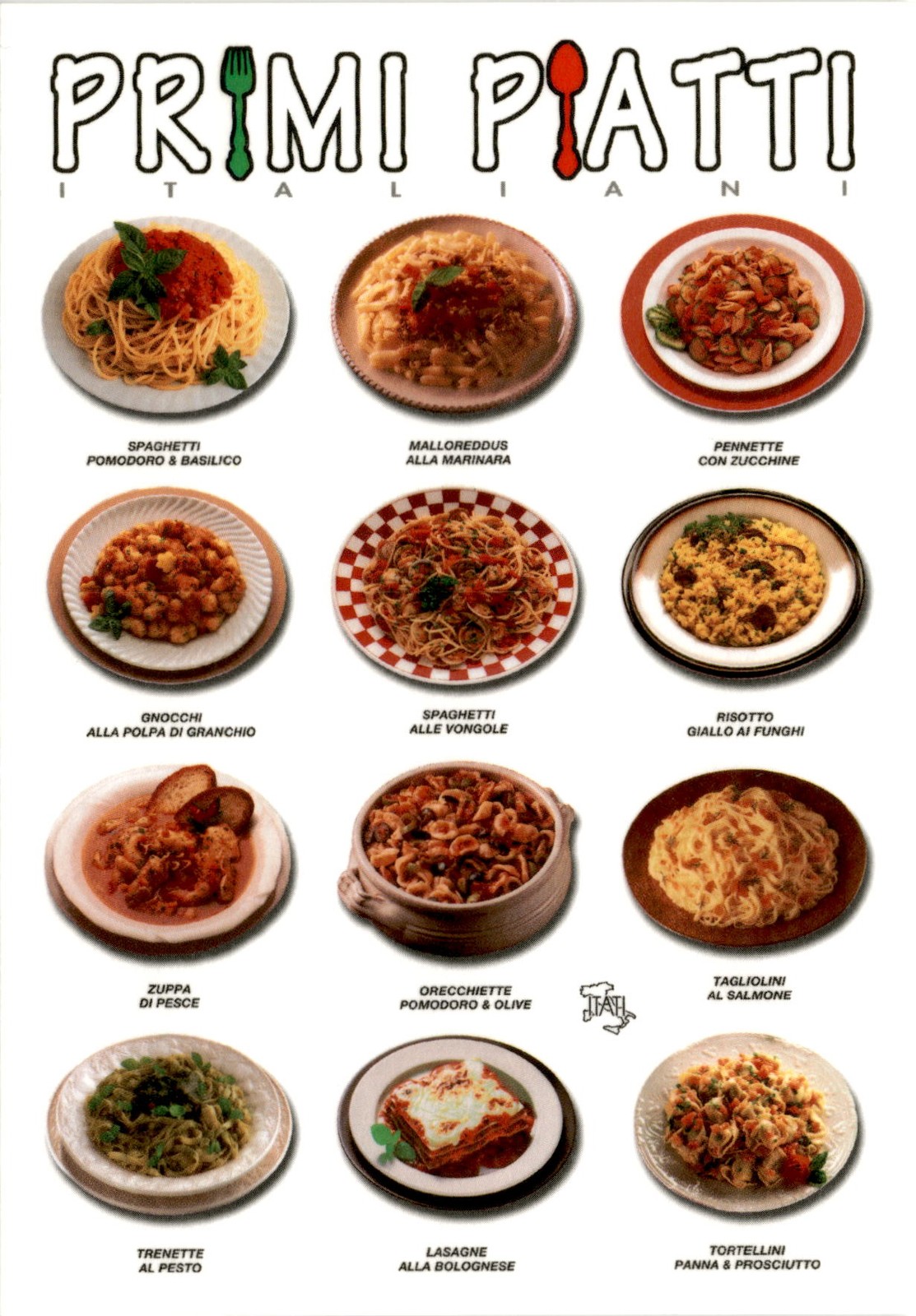 PRIMI PIATTI, SPAGHETTI, POMODORO & BAS Postcard