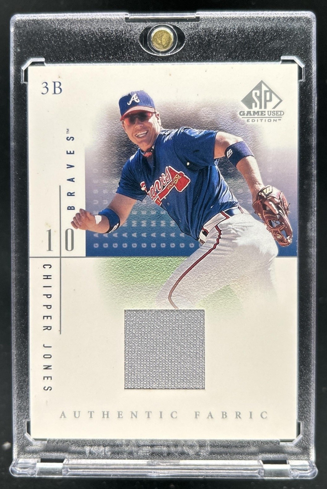 2001 SP Game Used Edition Chipper Jones Authentic Fabric Jersey #CJ Braves