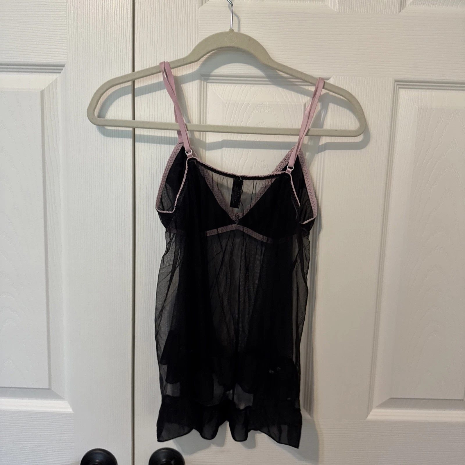 UNDERCOVER Abito slip Victoria's Secret Chemise taglia L nero raso pizzo trasparente lingerie