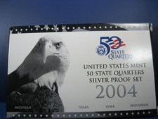 2004 S .90% Silver 5 Quarter Proof Set Original Case,Coa Beautiful Mirror Finish