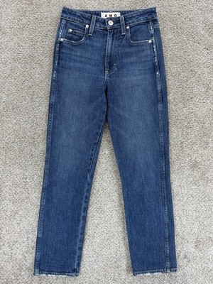 AMO The Chloe Crop Jeans Womens 25 Blue Affliction Wash Stretch Denim USA Made