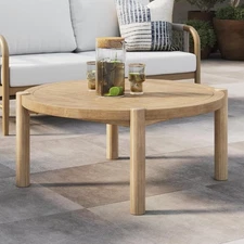 Nathan James Bora Round Outdoor Coffee Table Solid Acacia Wood