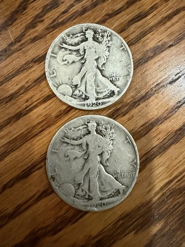 2-1920 Walking Liberty Half Dollars Silver Lot of 2 90% Silver