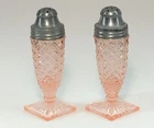 Pair Of Vintage Anchor Hocking Miss America Pink Glass Salt & Pepper Shakers
