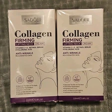 2X Sadoer Collagen Firming Lifting Neck Cream Anti-Wrinkle 3.8 Fl Oz Exp 01/2028