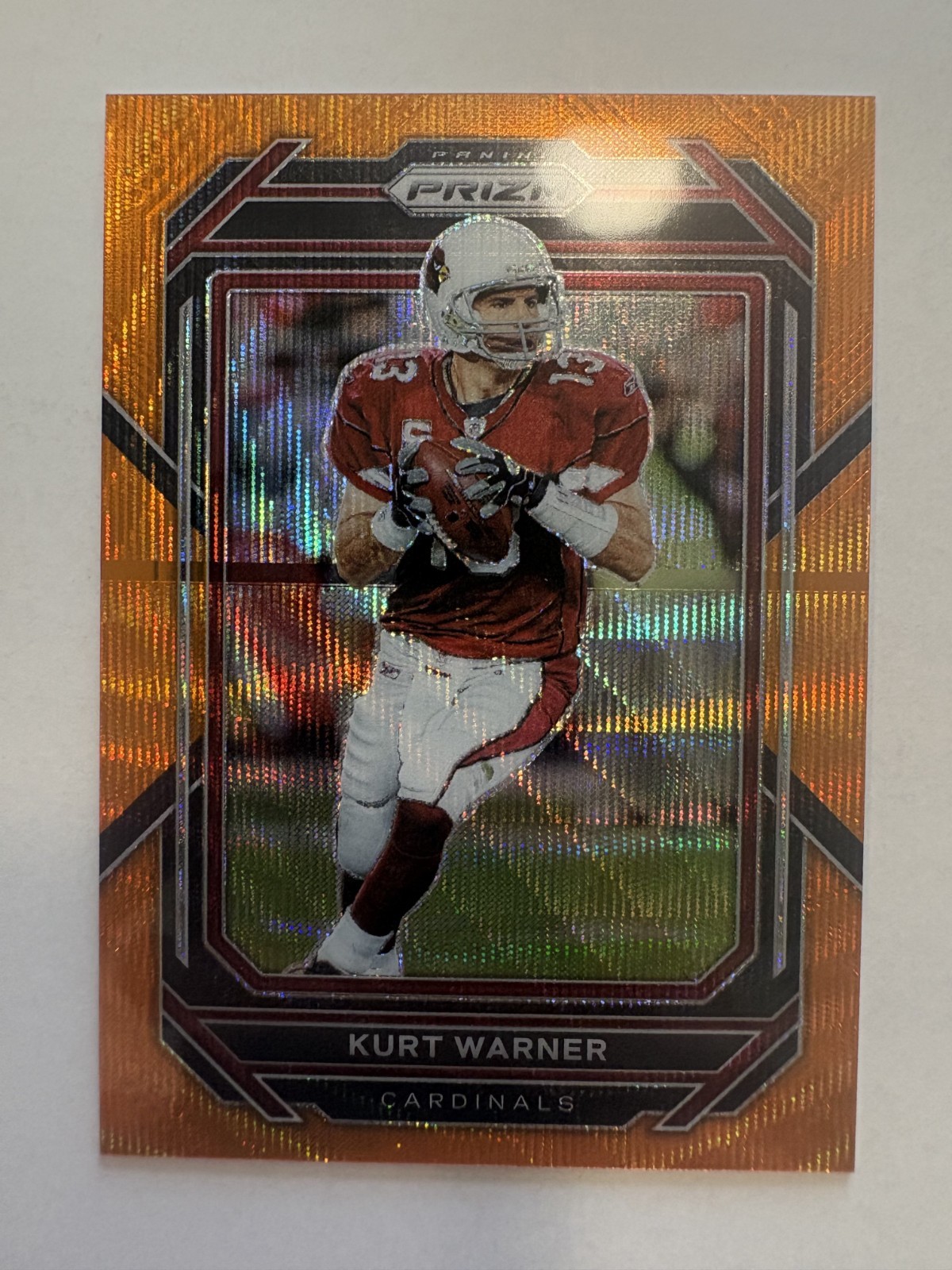 2022 Panini Prizm Kurt Warner #9 Orange Wave Prizm /60 Cardinals 