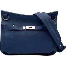 HERMES Gypsière 28 T Shoulder Bag Togo Leather Blue Saphir Silver #OK803