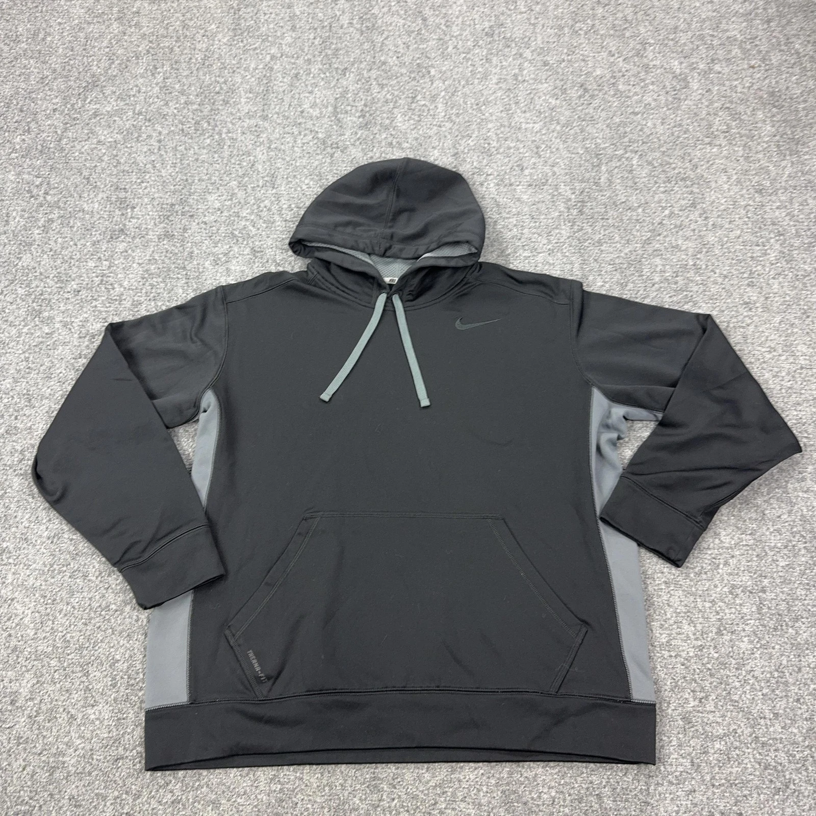 Nike Hoodie Mens XL Black Therma-FIT Fleece Pullover Sweatshirt Kangaroo Pocket