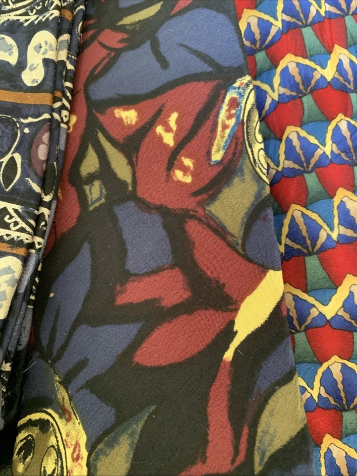 Lote (5) Corbatas J. Garcia Azul Seda Arte Abstracto Colorido Negocios Foto 4 de 4