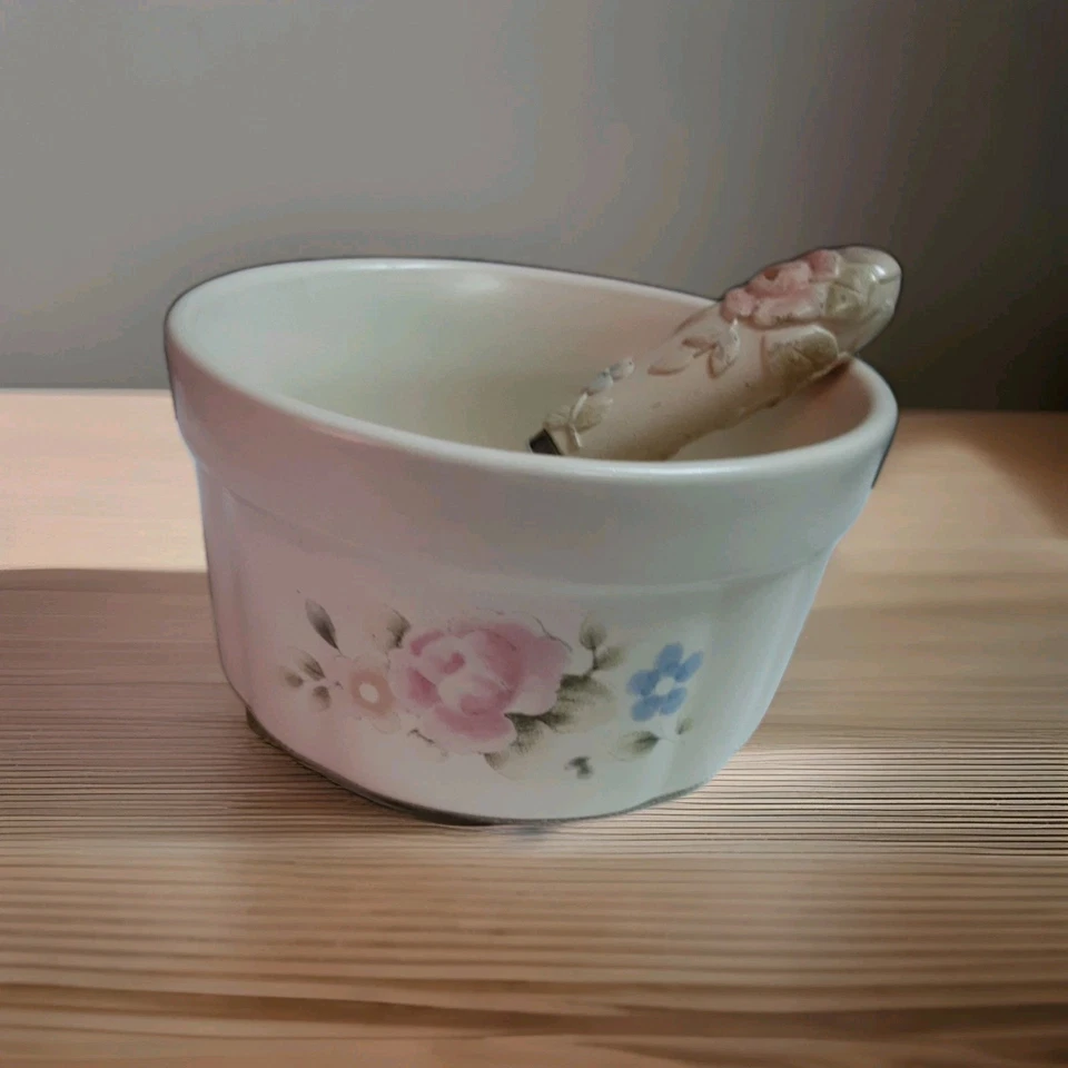 Conjunto de servidor TEA ROSE com molhos de espátula queijo salsa espalhado 2 1/2" de profundidade - Imagem 3 de 4