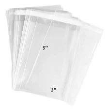 888 Display USA - 3" x 5" Ultra Clear Treat Bags w/Adhesive Seal (100 Count, ...