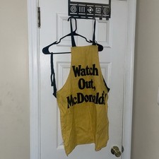 Clean Vintage Watch Out McDonalds Apron Yellow 80s Fast Food Advertising BBQ A63