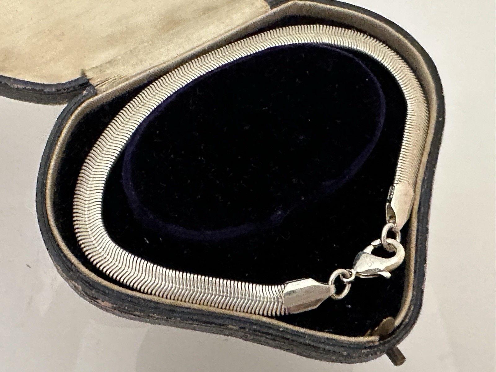 Solid Silver 6mm Flat Snake Chain Bracelet - image 1