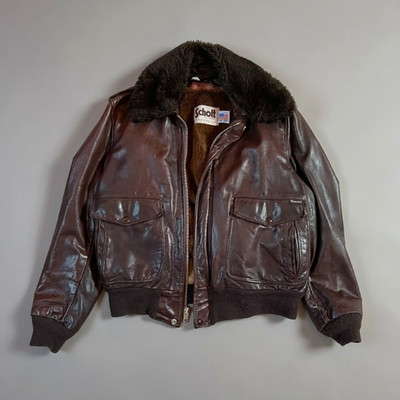 Vintage 80s Schott Jacke Flieger A 2 Herren Braunes Leder Made USA Gr. 44