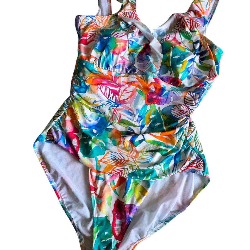 Lauren Ralph Lauren 黑色标签女式热带连体泳衣 14 码 — 第 4/4 张图片