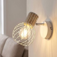 Wandlampe Wandleuchte Holzlampe Schlafzimmerleuchte Spot Verstellbar Gitter LED