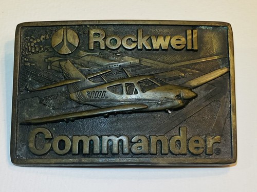 ROCKWELL COMMANDER Vintage Airplane Collectible Belt Buckle  Solid Brass