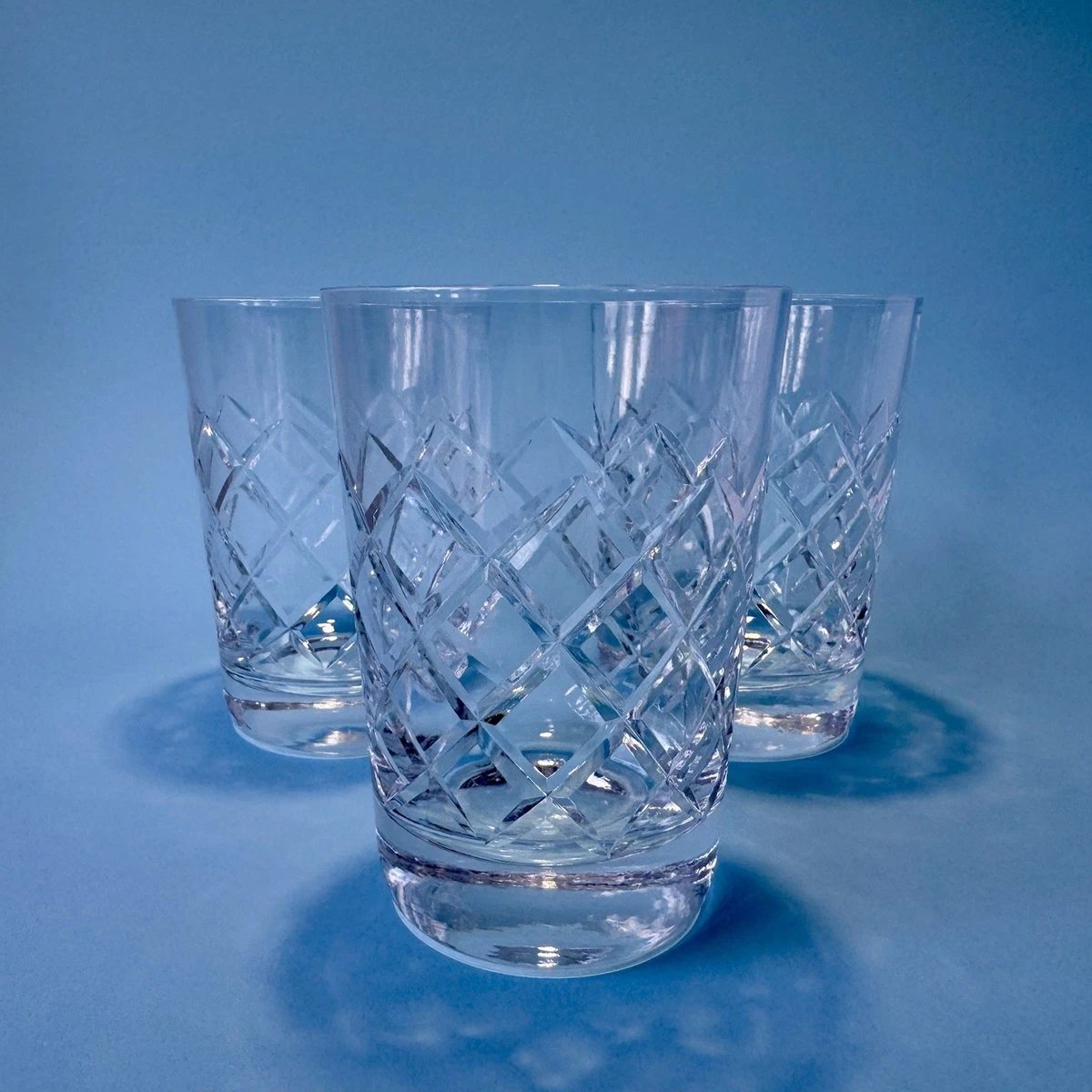 3 BOHEMIA CRYSTAL FLAT TUMBLER. OLD FASHIONED. VINTAGE 250ml