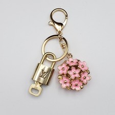 Authentic Louis Vuitton Gold Lock  Key   Bag Charm w/ Unbranded Flower Charm