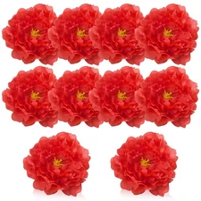 10 PCS 5.12 inch Red Artificial Peony Flower Heads for DIY Wedding Centerpiece
