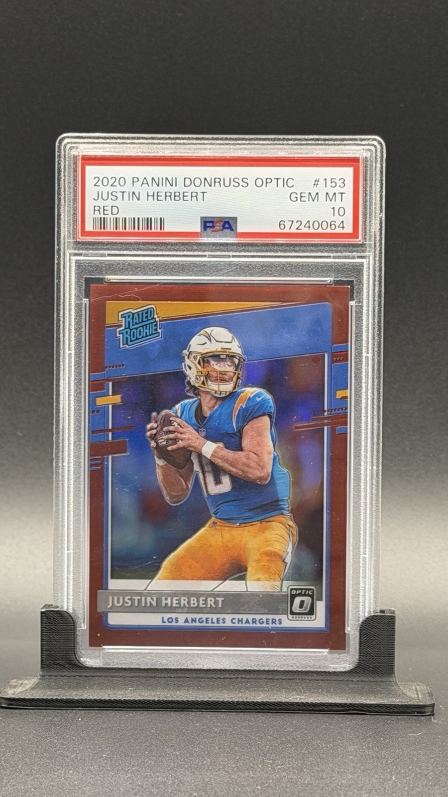 2020 Panini Donruss Optic - Rated Rookies Justin Herbert #153 Red /99 PSA 10