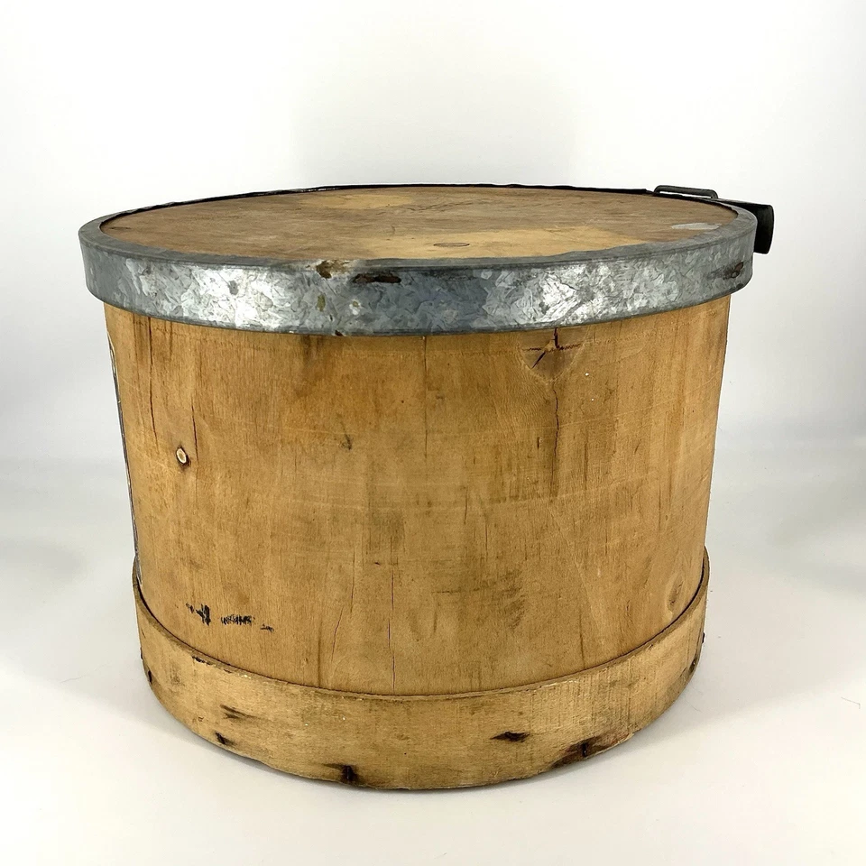 Antique American Bluing Co Buffalo Ammonia Shipping Crate Primitive Wood Round - Image 2 of 4