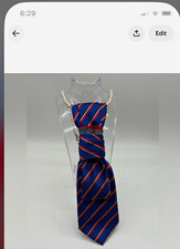Custom Pearl Beaded Strand w/ Blue Red White Striped NeckTie hook closure New