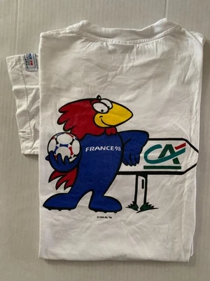 TEE SHIRT VINTAGE CREDIT AGRICOLE COUPE DU MONDE FRANCE 1998 FOOTIX WORLD CUP 98 - Photo 1/2