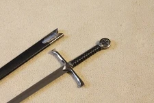 S4853 MEDIEVAL CRUCIFORM KNIGHTS CROSS CRUSADER SWORD W/ BLACK SCABBARD 39.9"