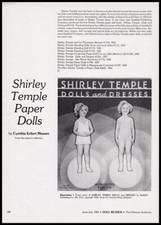 Shirley Temple paper dolls 4-page print article 1984 history