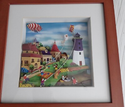 Bezauberndes 3D Bild der Stadt am Meer. 10 x 10 Zoll