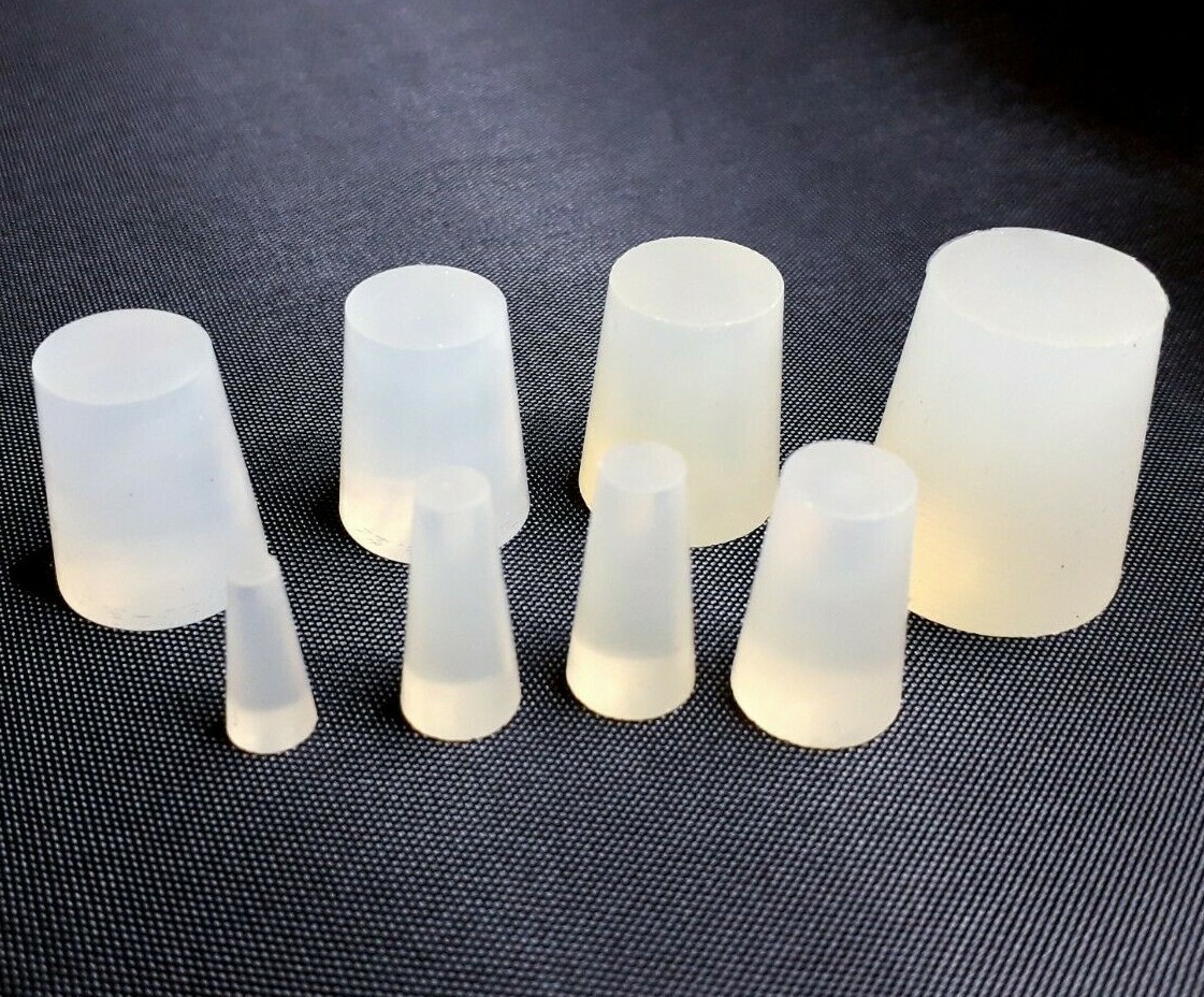 Produktbild von 22-teiliges Konisches Gummistopfen-Set – 10 Größen, Naturkautschuk, Säurebeständig, Für Labor & Reagenzgläser