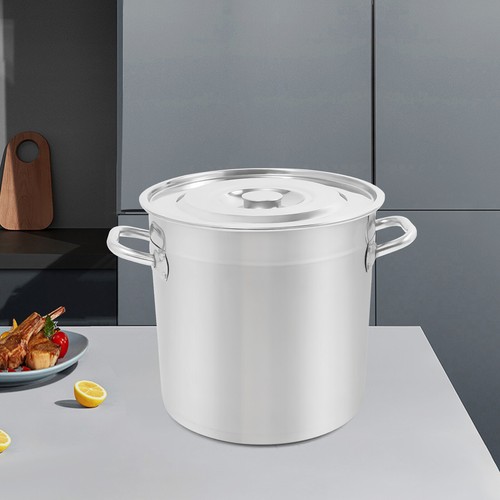 21L Silver Stainless Steel Pot Large Cooking Pot Freestanding Soup Pot With Lid - Picture 3 of 16