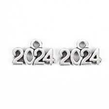 3 Birth Year 2024 Graduation Number Charms 14x10 mm Antique Silver Tone 1455