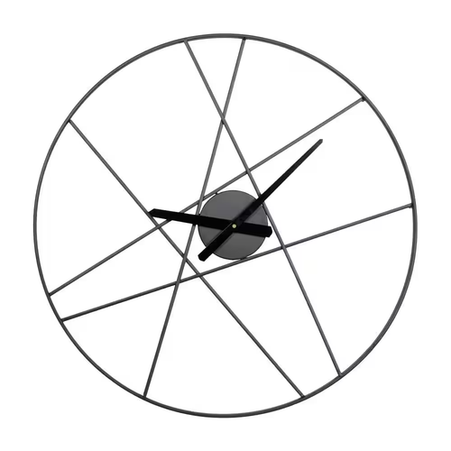 Black Metal Open Frame round Analog Wall Clock