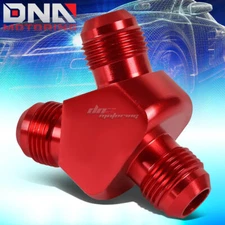 12-AN MALE FLARE Y-BLOCK ADAPTER COUPLER-2X 12AN RED ANODIZE ALUMINUM FITTING