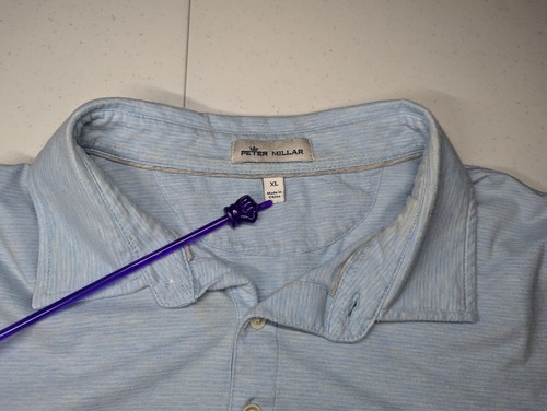 Peter Millar Herren Polo Größe XL blau weiß gestreift Kurzarm Golfshirt - Bild 5 von 16