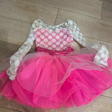 WEISSMAN SMALL CHILD HOT PINK WHITE POLKA DOT DANCE COSTUME COMPETITION RECITAL