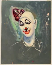  Haunting Surreal Flamboyant Creepy Circus Clown Original Outsider Art Portrait.