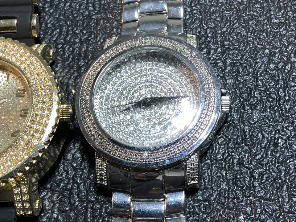 Techno Pave/King искусственные драгоценные камни Iced Out блестящие часы лот (6) заявление часы - Изображение 4 из 4