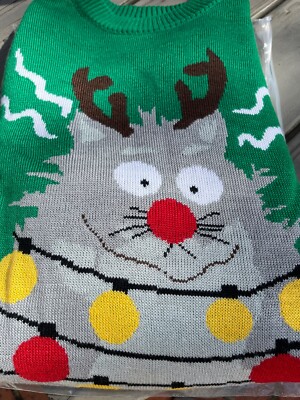 Tipsy Elves ELECTROCUTED CAT Ugly Christmas Sweater Size XXL-New W/O Tag