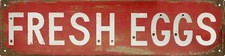 Retro Fresh Eggs Vintage Metal Tin Sign 4x16 in Chicken Farmhouse Wall Decor ...