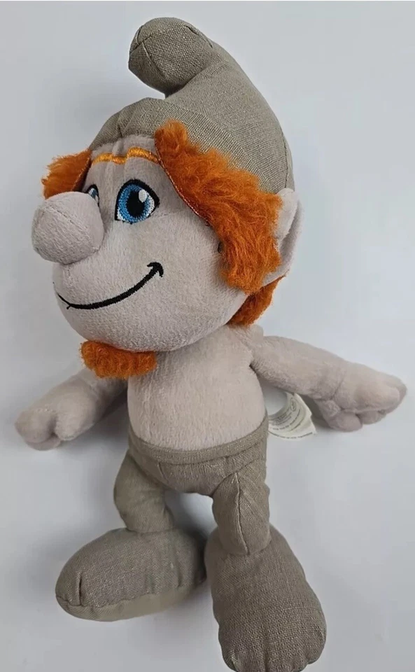 Figura Muñeca de Peluche Los Pitufos Hackus 12" Piel Gris Naranja Pelo Pitufo Malvado Relleno Foto 2 de 4